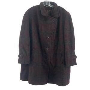 Gotz Brown Plaid Mohair Pea Coat Womens Plus Size XL
